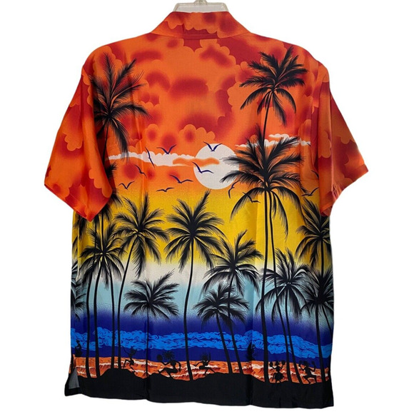 Hawaiian Laleea Rima Mens S Beach Casual Button All Over Print Sunset Shirt - Picture 3 of 6